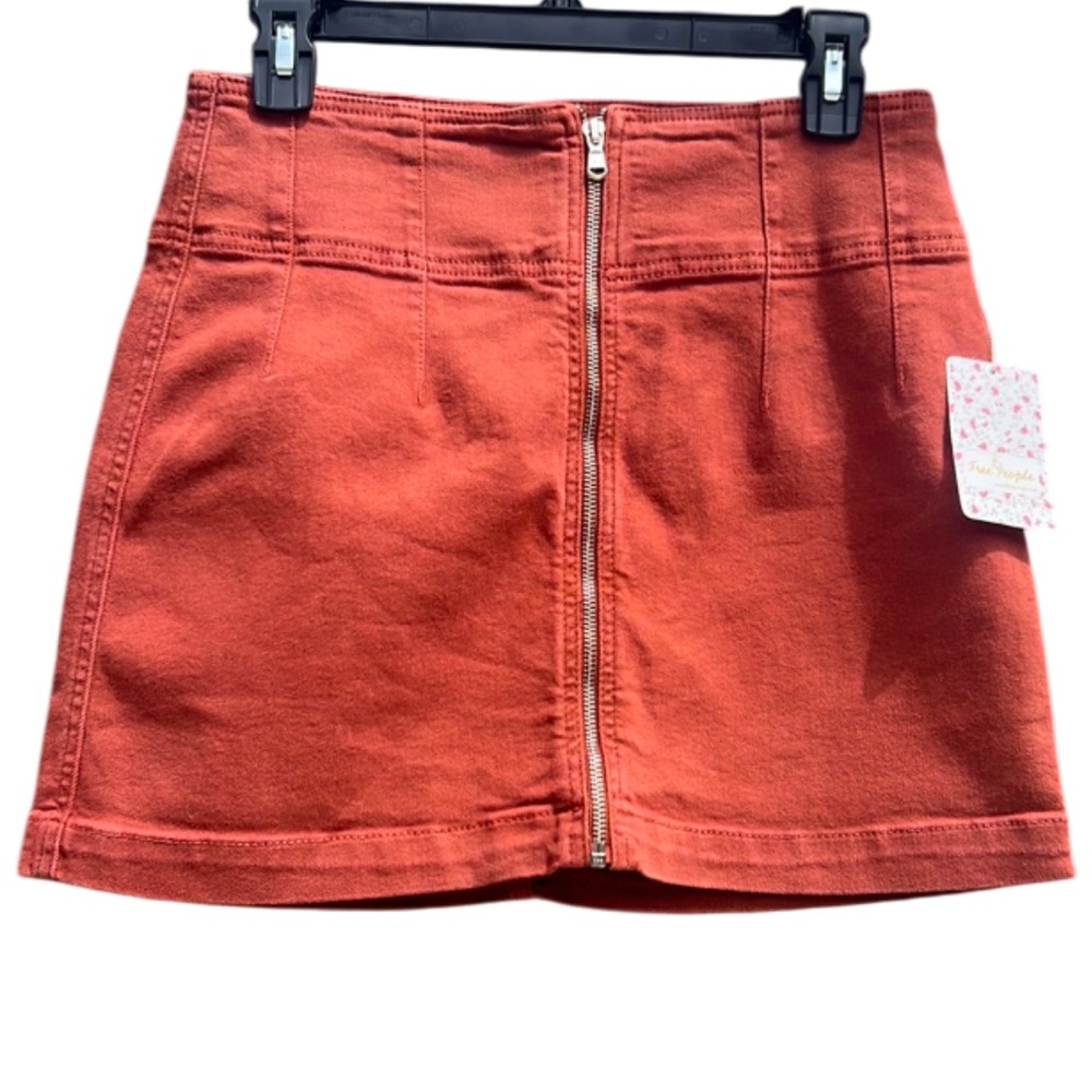 NWT Free People Virgo Jean Mini Skirt Primrose Waist 29 Zipper Front Boho - Picture 3 of 16